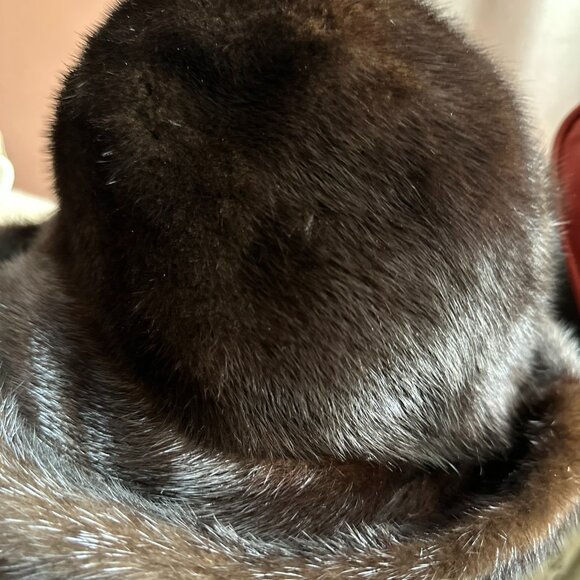 Lenore Marshall New York Vintage Dark Brown Mink Fur Hat - Dome with Brim 1960s - Picture 4 of 9